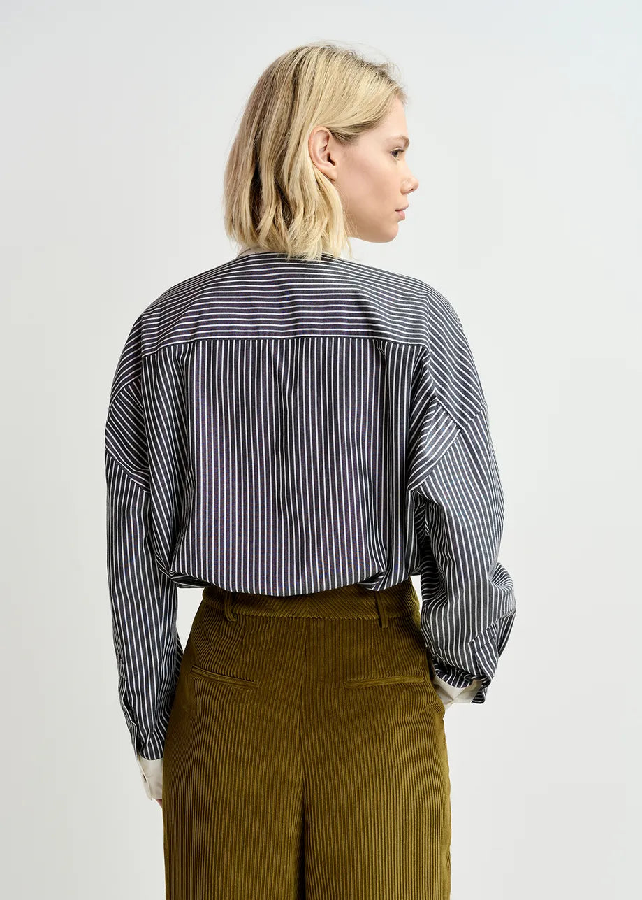 Essentiel Art Werp Black and White Striped Embellished Top