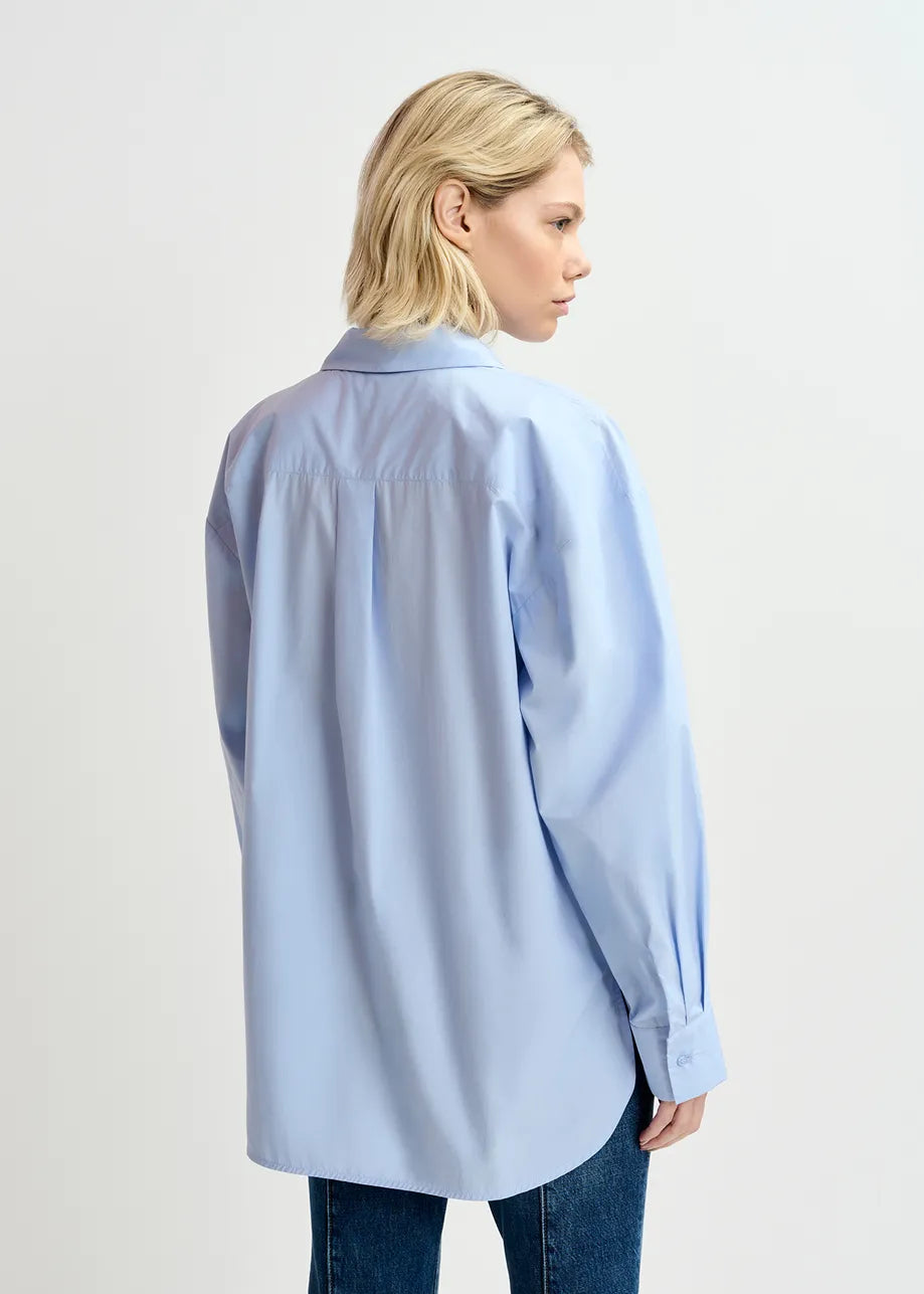 Essentiel Artwerp Light Blue Cotton Shirt with Embellishment