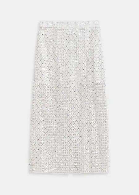 スカート ESSENTIEL ANTWERP Women Mid Skirts HANDKERCHIEF WH00 White Essentiel Antwerp HANDKERCHIEF Sequin Mesh Skirt – MAAC London