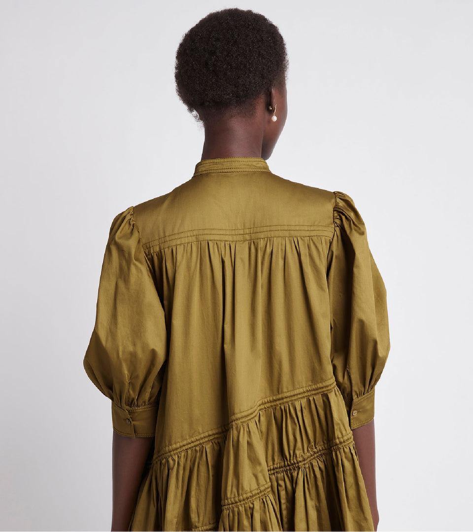 FREQUENCY DRAWSTRING SMOCK DRESS