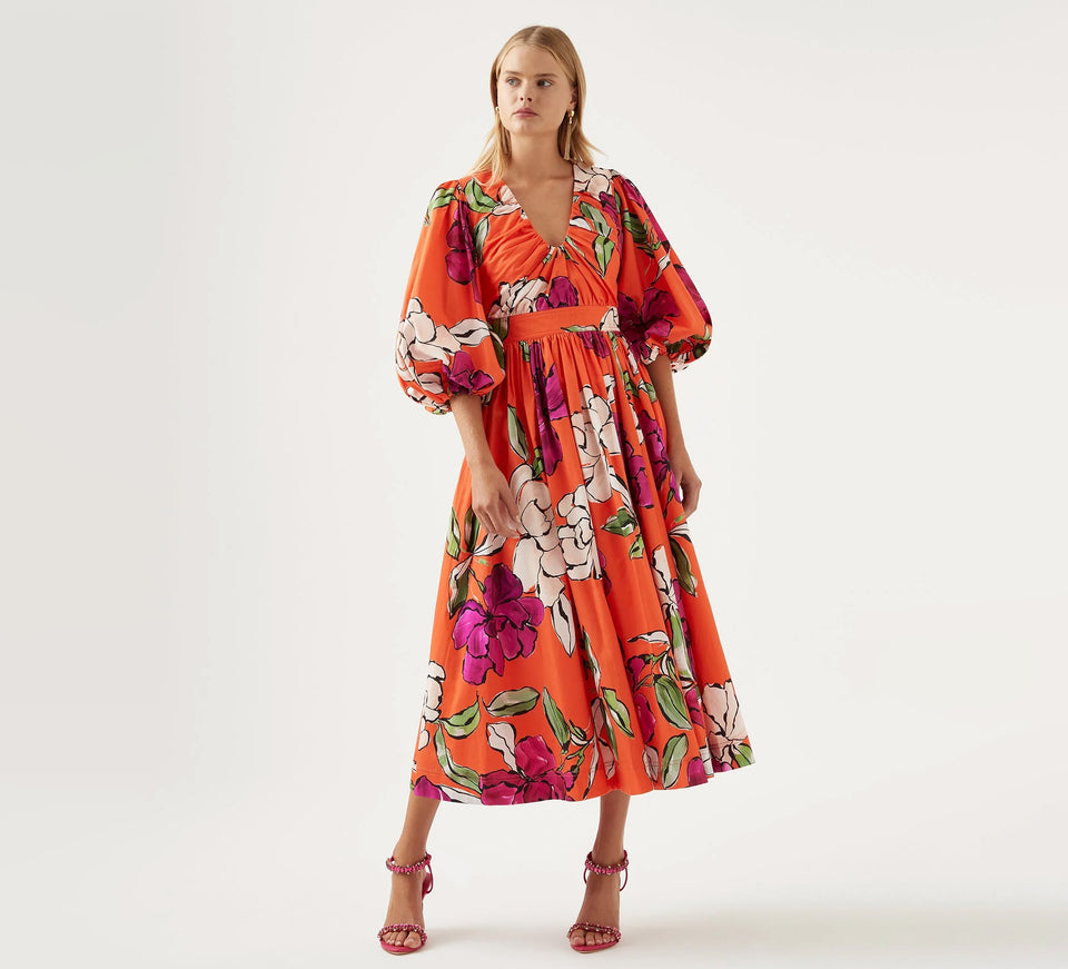 Aje MARLENE Floral Midi Dress