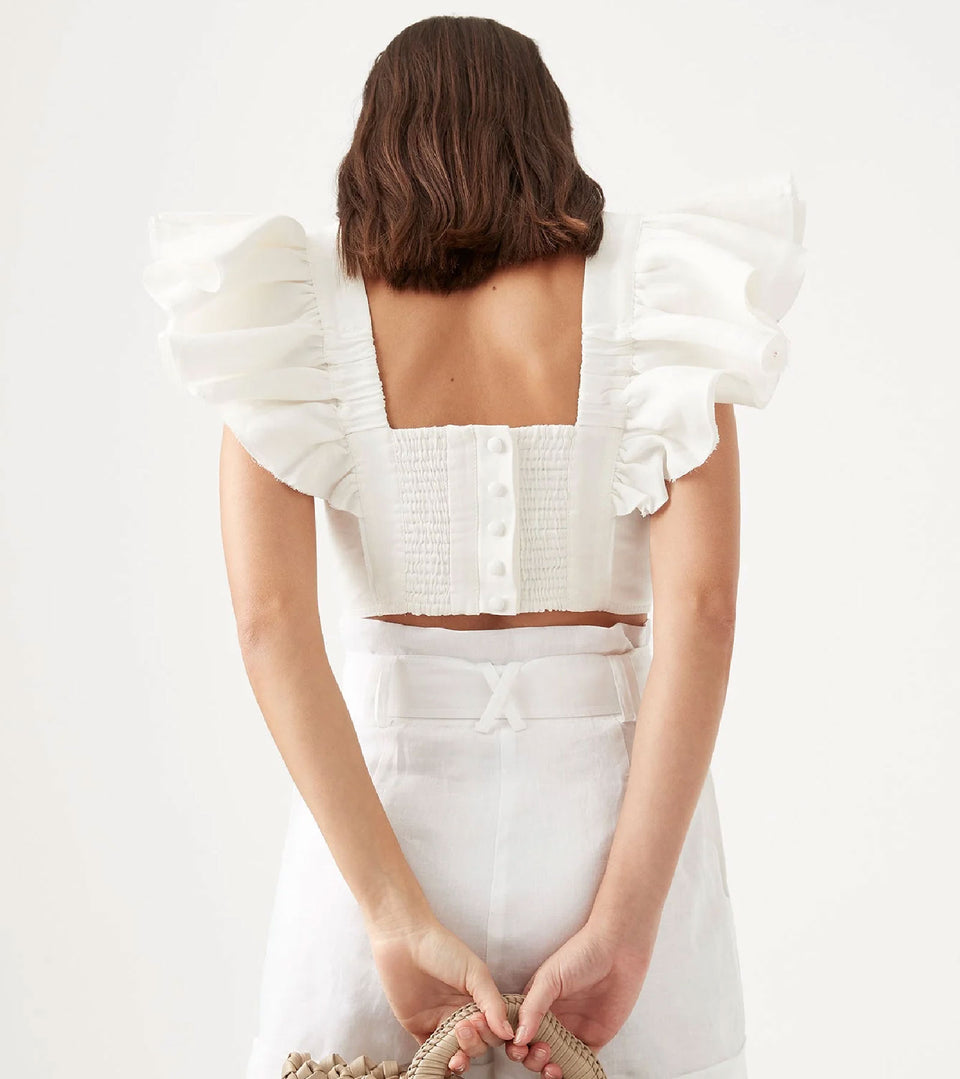 Aje VANADES Frill Crop Top
