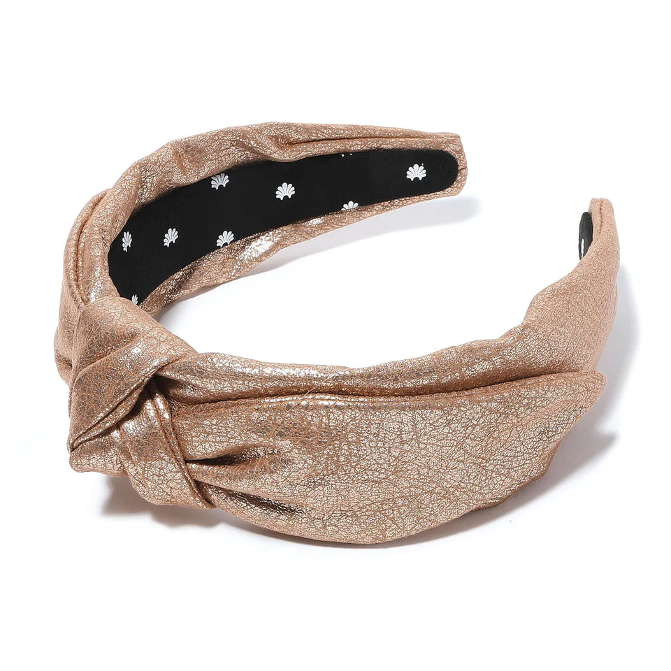 Lele Sadoughi FAUX LEATHER Knotted Headband | Gold