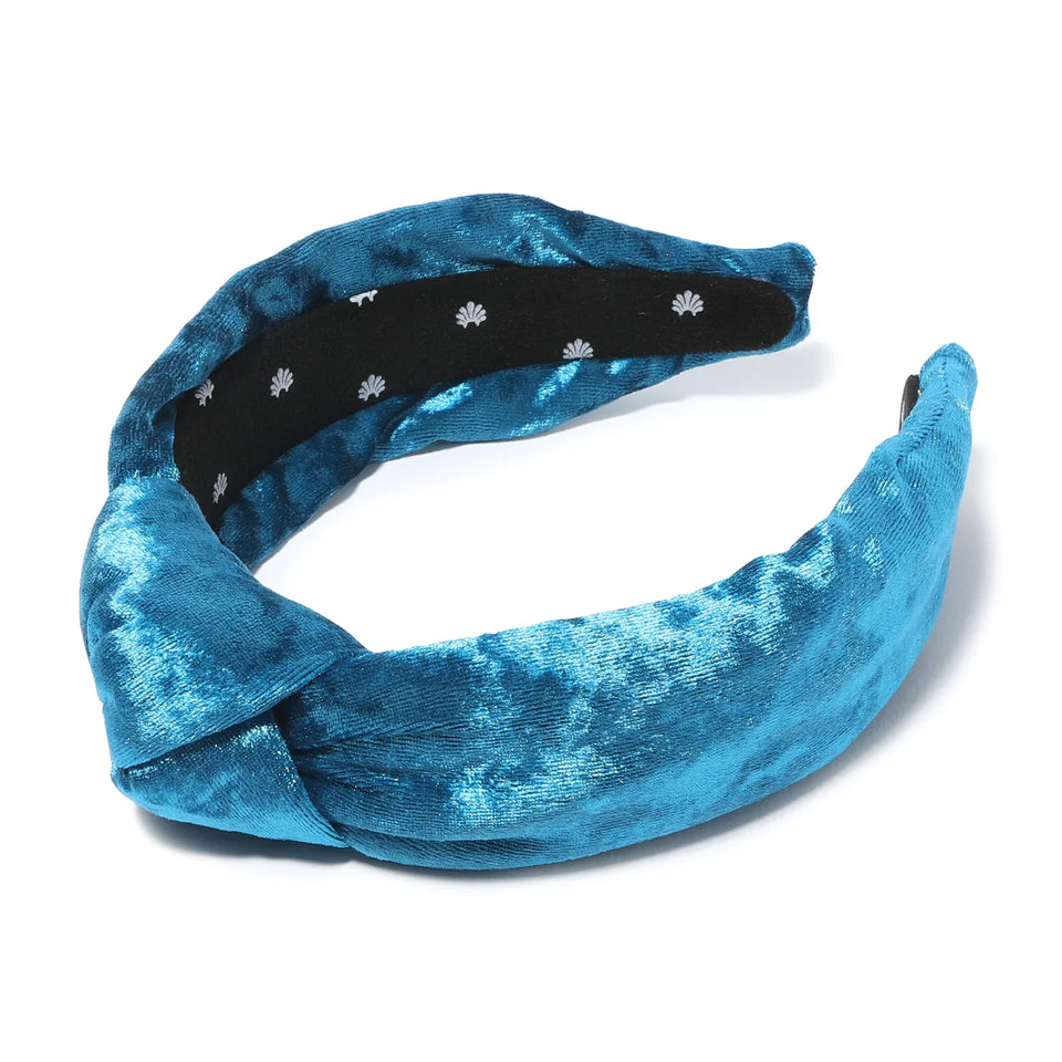 Lele Sadoughi VELVET Knotted Headband | Electric Turquoise